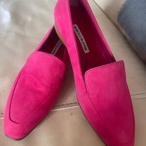 Manolo Blahnik Fuchsia Suede Flats